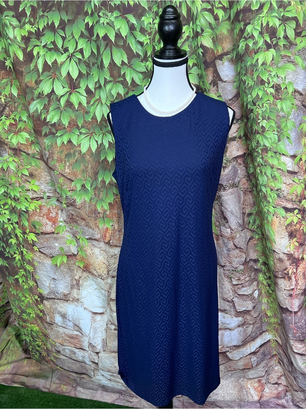 J. MCLAUGHLIN Textured Stretch Preppy Blue Coastal Sheath Dress, M - Picture 3 of 11